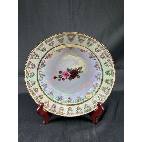 4X Fine China/Bohemian Porcelain Formalities Roses Plate Set Iridescent vintage - Picture 7 of 15